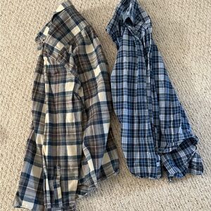 L.L. Bean Blue and Cream Plaid Shirt Medium Men’s and Blue Banana Republic